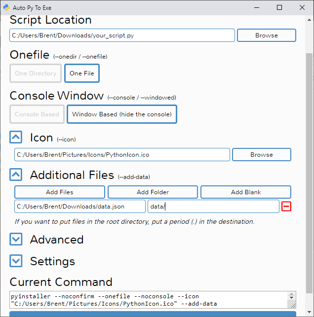 Python py to exe. Auto-py-to-exe.